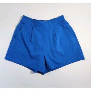 SSYS Womens M Royal Blue Shorts High-waist Pleated Pockets Lined Lightweight